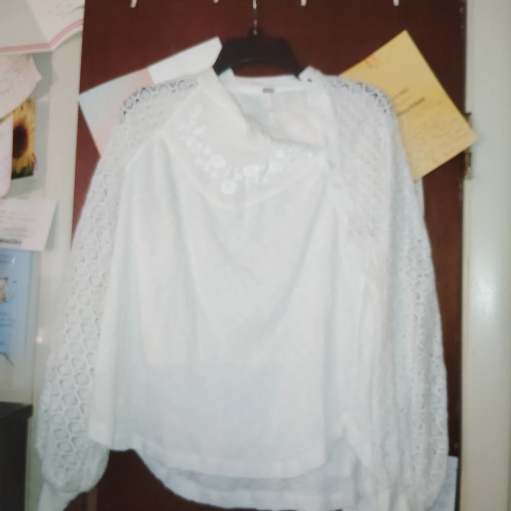 FREE PEOPLE Sweetest Thing Embroidered Thermal Blouse